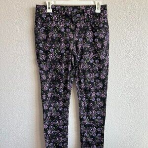 Black Skinny Jeans with Purple Roses